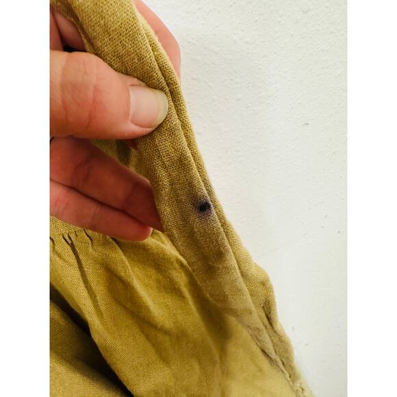 TOCCIN Women's Brown Khaki Square Neck Ruched Bodice Tie Waist Midi Dress Size 8 - Picture 13 of 16